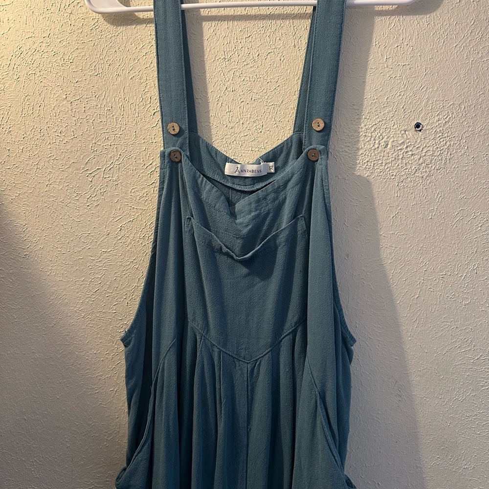 Teal Sleeveless Smock Jumpsuit